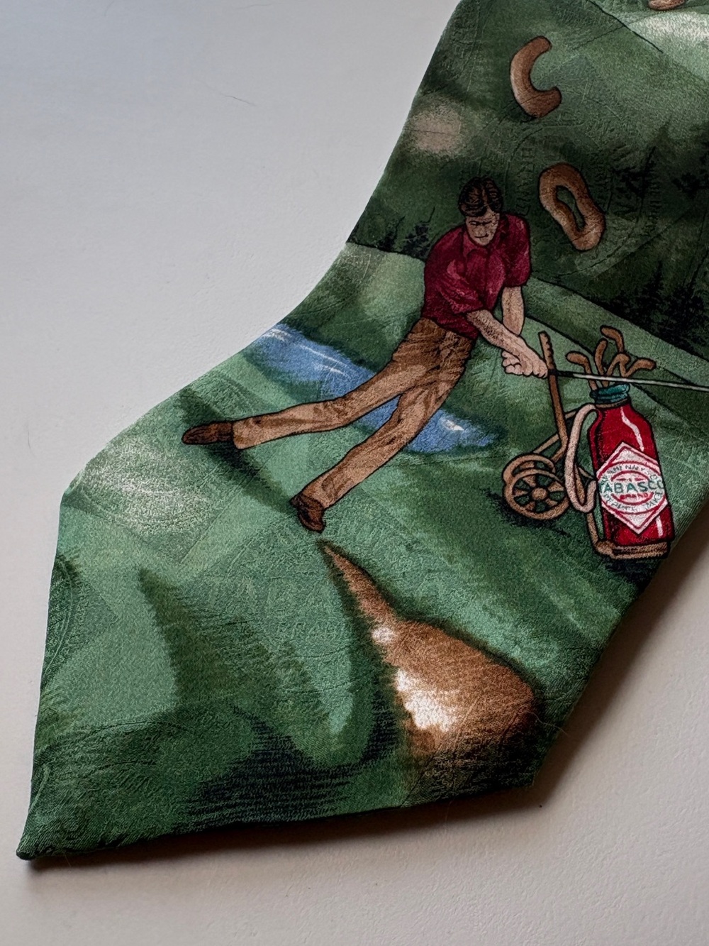 Vintage Tabasco Golf Hot Sauce Silk Necktie Novelty